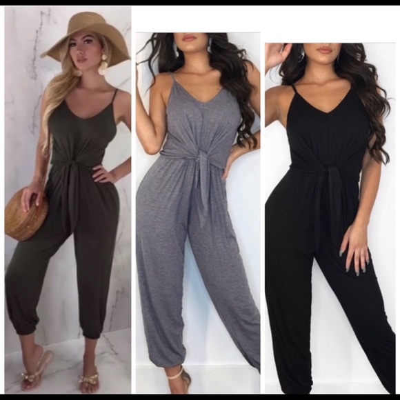 black jumpsuit with elastic ankle